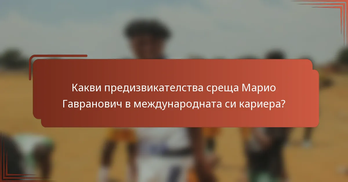 Какви предизвикателства среща Марио Гавранович в международната си кариера?