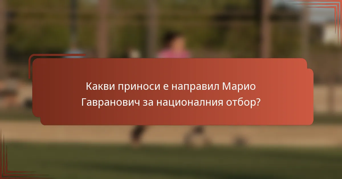 Какви приноси е направил Марио Гавранович за националния отбор?