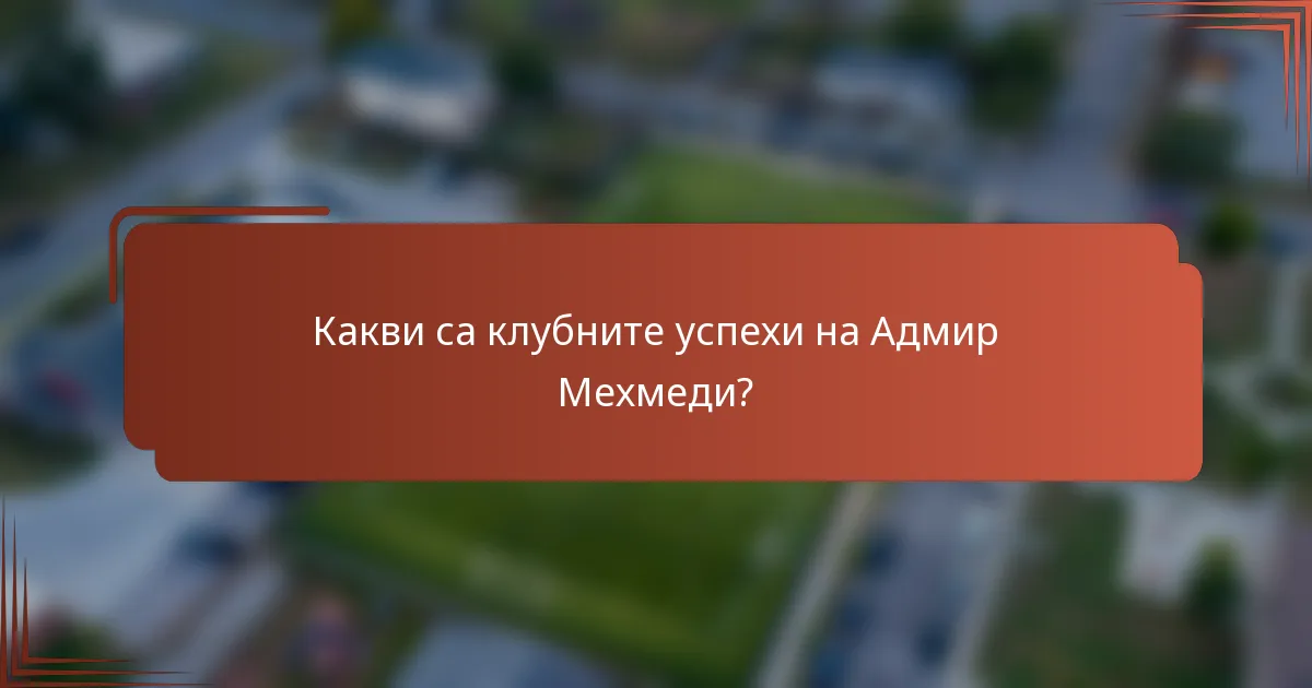 Какви са клубните успехи на Адмир Мехмеди?