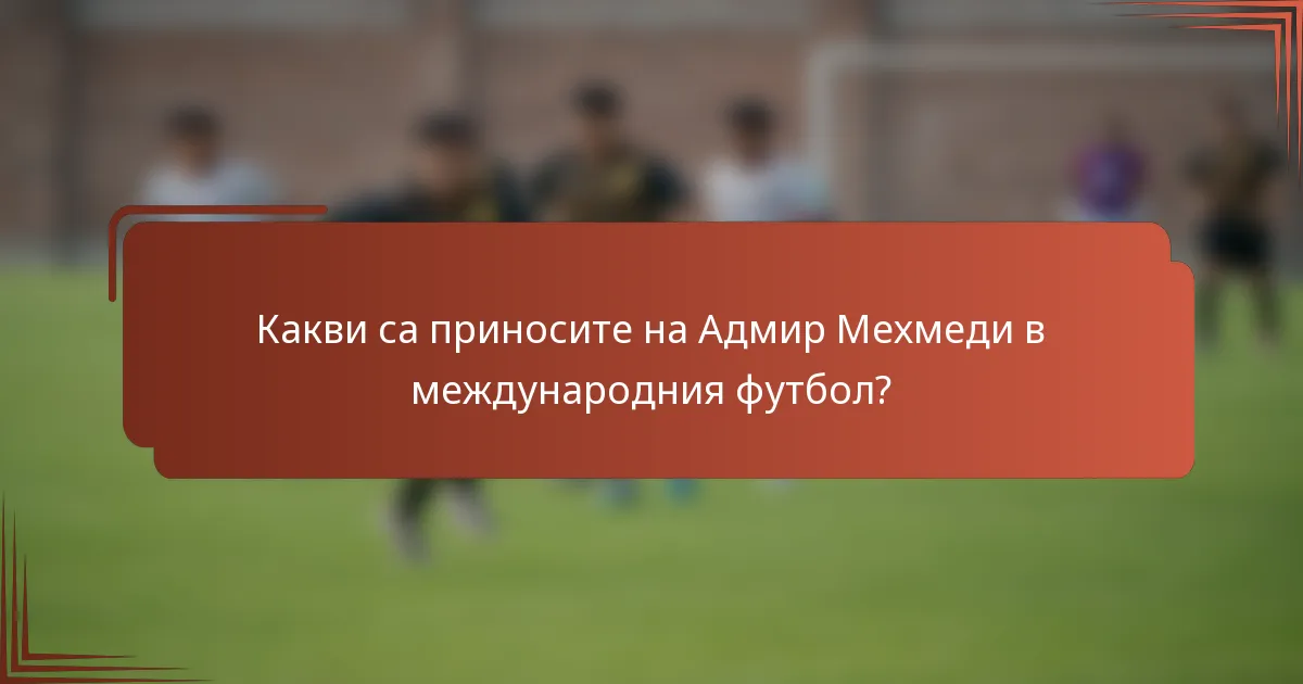 Какви са приносите на Адмир Мехмеди в международния футбол?