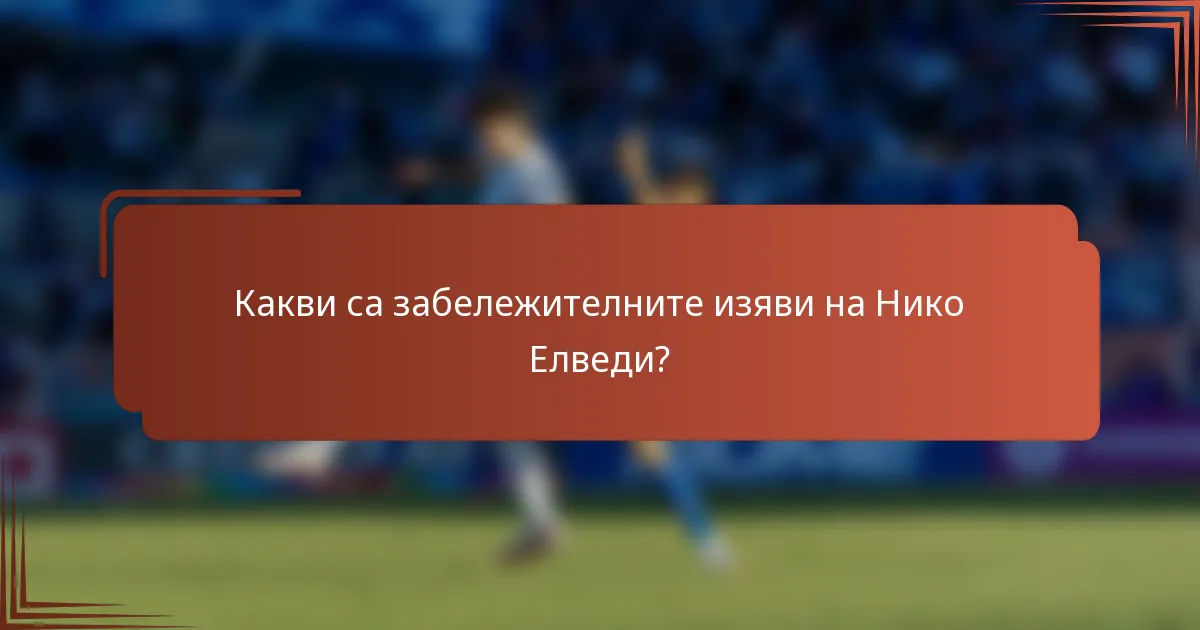 Какви са забележителните изяви на Нико Елведи?