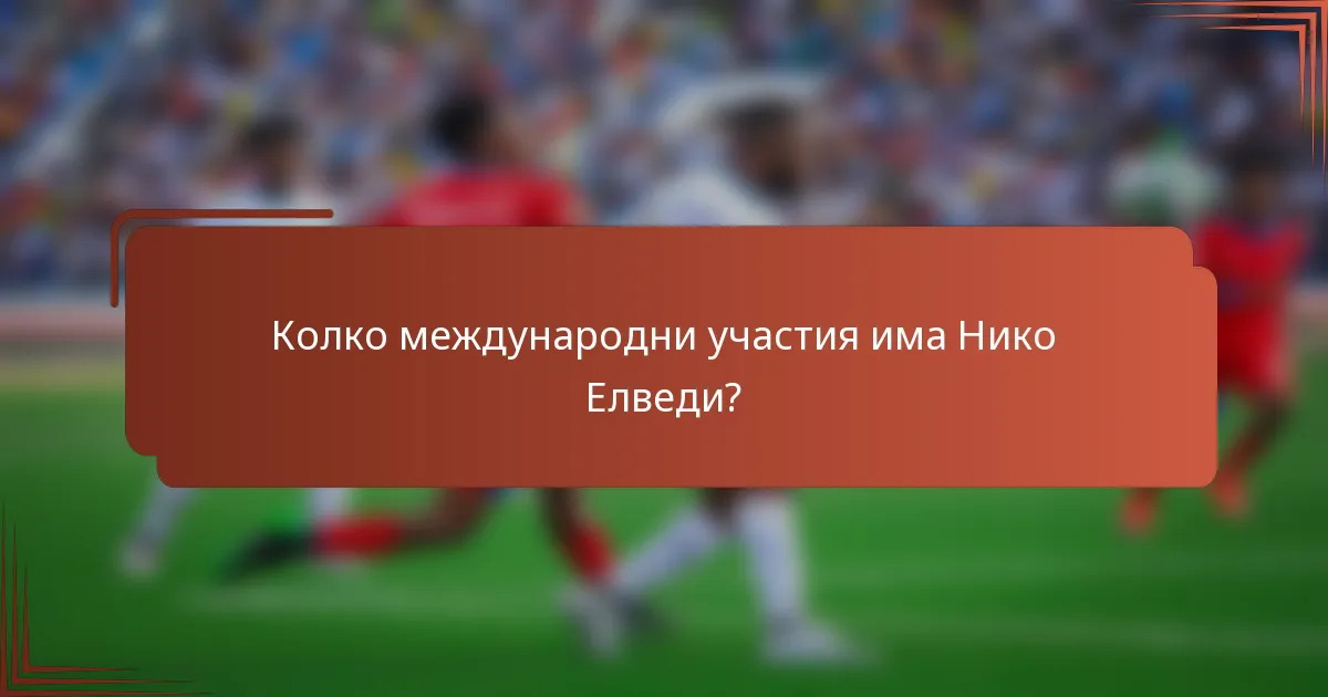 Колко международни участия има Нико Елведи?